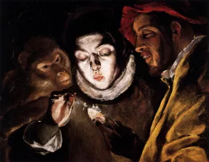 The Allegory with a Boy Lighting a Candle in the Company of an Ape and a Fool Fabula Oil painting by El Greco