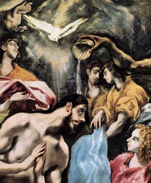 The Baptism of Christ Detail Oil painting by El Greco