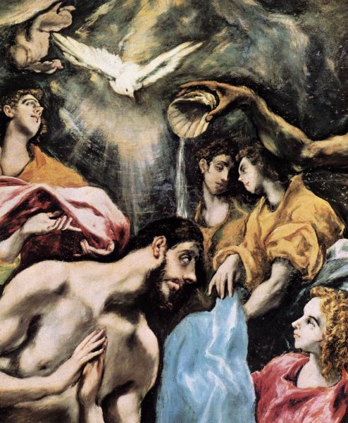 The Baptism of Christ Detail by El Greco - Hand-Painted Oil Painting Reproduction