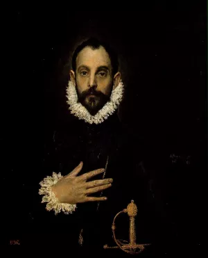 The Knight with His Hand on His Breast by El Greco Oil Painting