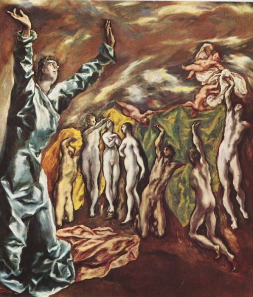 The Opening of the Fifth Seal also known as The Vision of Saint Jhon by El Greco - Hand-Painted Oil Painting Reproduction
