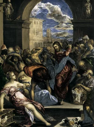 The Purification of the Temple Detail by El Greco Oil Painting