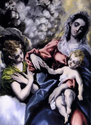 The Virgin and Child with St Martina and St Agnes Detail Oil painting by El Greco