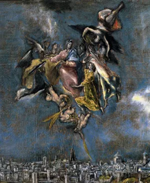 View and Plan of Toledo Detail painting by El Greco