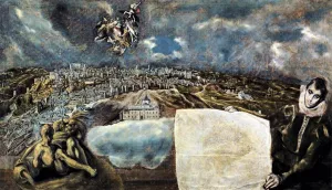 View and Plan of Toledo by El Greco Oil Painting