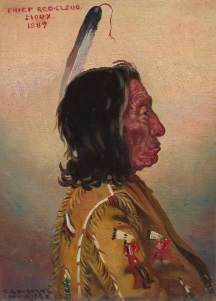 Red Cloud  by Elbridge Ayer Burbank - Hand-Painted Oil Painting Reproduction