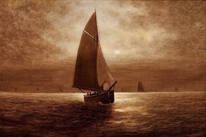 Sailing at Night by Elbridge Wesley Webber Oil Painting