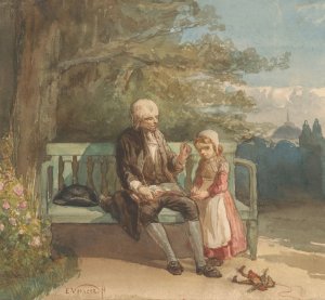 Man die voorleest aan een klein kind by Elchanon Verveer Oil Painting