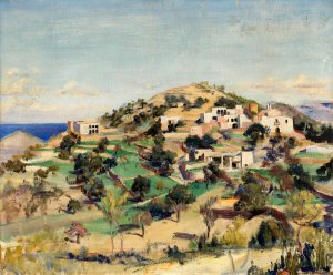 Hill with White Houses by Eleanor Harris Oil Painting