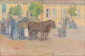 At the Market by Elemir Halasz-Hradil Oil Painting