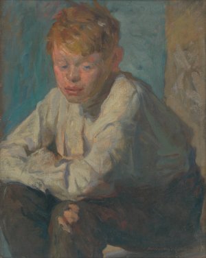 Boy with red hair by Elemir Halasz-Hradil Oil Painting