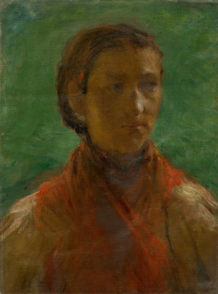 Girl in a red dress  by Elemir Halasz-Hradil - Hand-Painted Oil Painting Reproduction