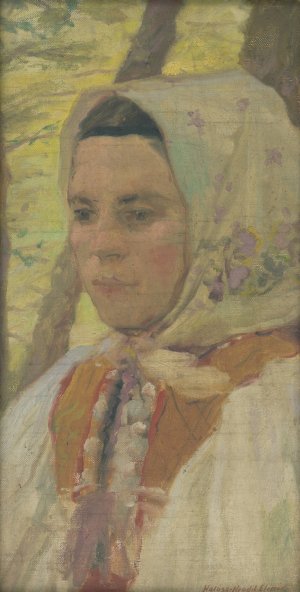 Head of a Seated Girl by Elemir Halasz-Hradil Oil Painting
