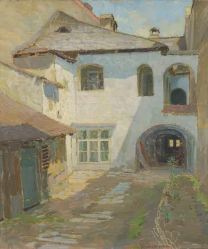 Inside the yard by Elemir Halasz-Hradil Oil Painting