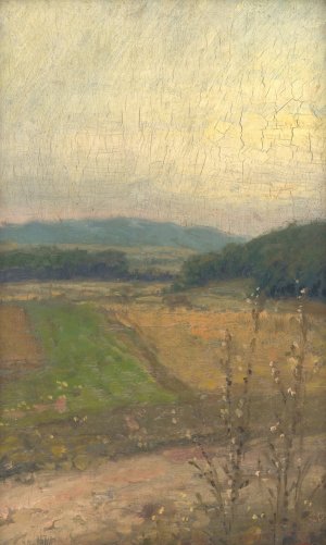 Landscape with Hills in the Background by Elemir Halasz-Hradil Oil Painting