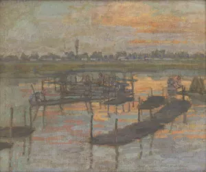 Macanie konopi by Elemir Halasz-Hradil Oil Painting