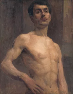 Male Nude by Elemir Halasz-Hradil Oil Painting