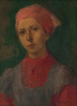 Peasant girl by Elemir Halasz-Hradil Oil Painting