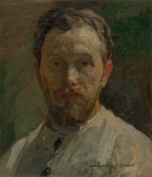 Self portrait by Elemir Halasz-Hradil Oil Painting