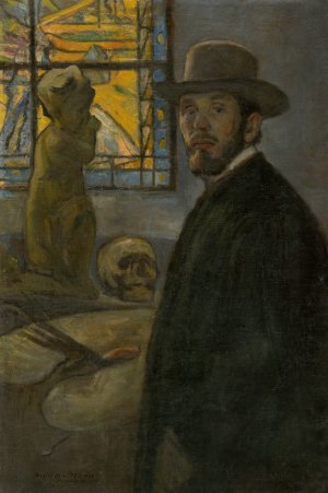 Self portrait by Elemir Halasz-Hradil Oil Painting