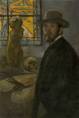 Self portrait by Elemir Halasz-Hradil Oil Painting