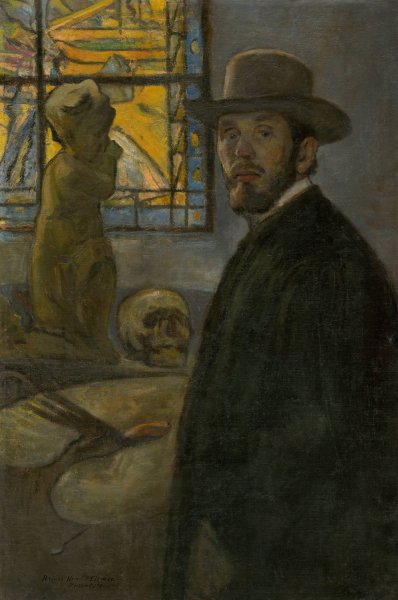 Self portrait  by Elemir Halasz-Hradil - Hand-Painted Oil Painting Reproduction