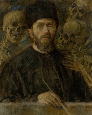 Self portrait by Elemir Halasz-Hradil Oil Painting