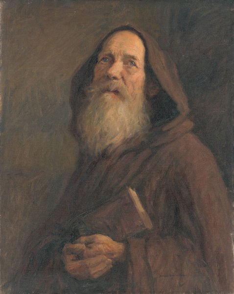 Study of a Monk  by Elemir Halasz-Hradil - Hand-Painted Oil Painting Reproduction