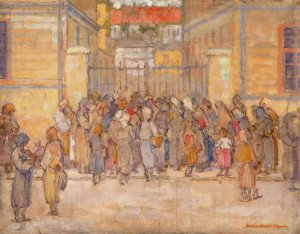 Unemployed by Elemir Halasz-Hradil Oil Painting