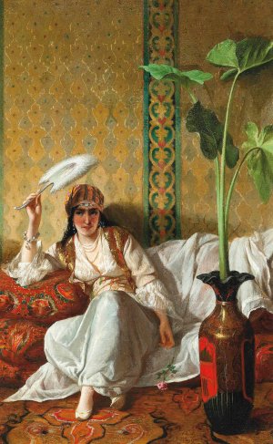 A harem beauty by Eleuterio Pagliano Oil Painting
