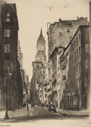 NYC Street Scene by Elias Grossman Oil Painting