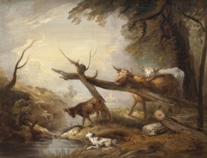 Cattle by a Stream by Elias Martin Oil Painting