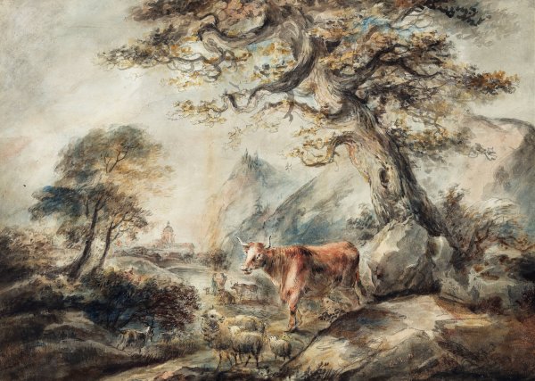 Main Product Photo of Landscape with Cattle  Painting by Elias Martin