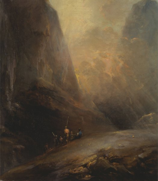 Main Product Photo of Mountain Landscape with Banditti Painting by Elias Martin