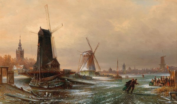 Main Product Photo of Dutch Sawmill, Water Mill and Flour Mill, near Amsterdam Painting by Elias Pieter Van Bommel