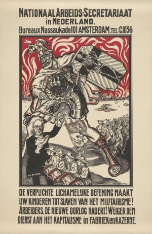 Affiche tegen militarisme uitgegeven door het Nationale Arbeiders Secretariaat in Nederland by Elias Smalhout Oil Painting