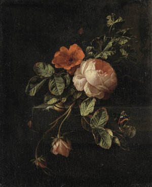 Still Life with Roses by Elias Van Den Broeck Oil Painting
