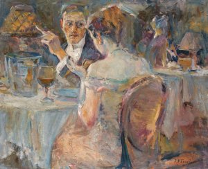Evening In A Parisian Cafe by Elie Anatole Pavil Oil Painting