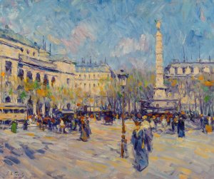 Fontaine du Palmier, Place du Chatelet, Paris by Elie Anatole Pavil Oil Painting