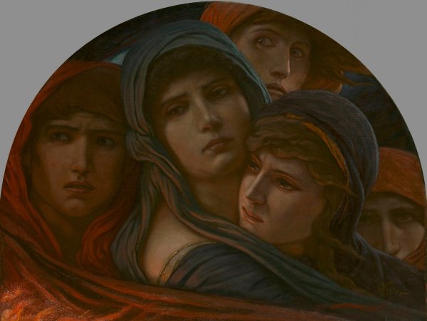 A Glimpse into Hell, or Fear  by Elihu Vedder - Hand-Painted Oil Painting Reproduction