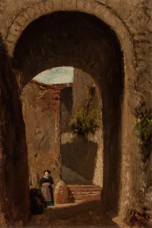 Archway with Woman Oil painting by Elihu Vedder