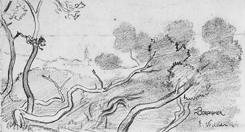 Main Product Photo of Bordighera Landscape with Distant Church Painting by Elihu Vedder