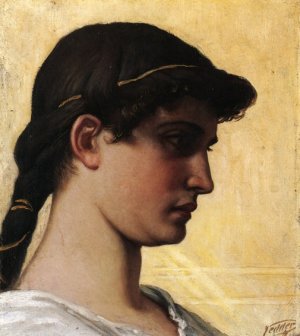 Head of a Roman Maiden by Elihu Vedder Oil Painting