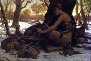 Marsyas Enchanting the Hares by Elihu Vedder Oil Painting