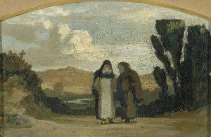 Monks On The Appian Way by Elihu Vedder Oil Painting