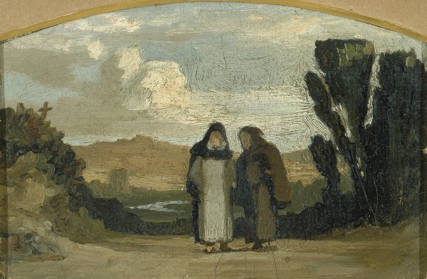 Main Product Photo of Monks On The Appian Way  Painting by Elihu Vedder