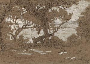Mt. Colognola - Sheep Grazing on Lake Trasimeno by Elihu Vedder Oil Painting