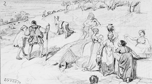 Main Product Photo of The Fable of the Miller, His Son and the Donkey No. 2 Painting by Elihu Vedder
