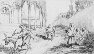 The Fable of the Miller, His Son and the Donkey No. 3 Oil painting by Elihu Vedder