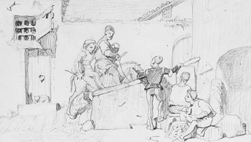 Main Product Photo of The Fable of the Miller, His Son and the Donkey No. 5 Painting by Elihu Vedder